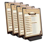 URbantin A5 Wooden Clipboard,4 Pack Clipboards with Wooden Base,Wood Menu Holders Folder for Restaurant