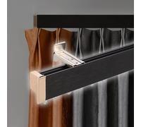 UrbanUp Curtain Track Built-in Hidden Wall Mount Curtain Sliding Track System, Blackout Curtain Rod Bracket, Offices Decorative Curtain Slider Rail for Doorway(Black,3.4m(11.1ft))