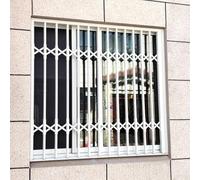 UrbanUp White Window Grille Balustrade Burglar Proof, Prevents Accidental Falls Window Security Bar, Upgrade Door Brace Security Bar Adjustable(W45xH59in/115x150cm)