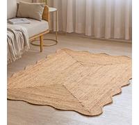 UrbanWeavers Braided Jute Rug | 100% Natural Handmade Rug for Living Room, Bedroom & Entryway | Eco-Friendly Boho Floor Carpet | Rustic Farmhouse Decor | Scalloped Pattern,(60 cm x 90 cm)