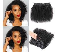 Urbeauty Afro Kinky Curly Clip in Human Hair Extensions for Black Women 10 Inches Short Curly African American Remy Clip Ins Real Hair Extensions (#1B Natural Black, 10Pcs/100g)