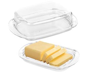 URBN-CHEF 1/2pcs Clear Plastic New Butter Cheese Dish Holder with Lid - Modern Durable, Transparent for Easy Food Preservation Kitchen Storage Tray for Serving Dish Ideal for Home
