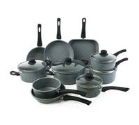 Urbn-Chef 10Pc Forged Carbon Steel Marble Grey Pots Pans Frying Pan Cookware Set