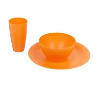 URBN-CHEF 12/24x Unbreakable Reusable Coloured Plastic Soup Cereal Bowls Cutlery Tableware (Orange, 12 Piece)