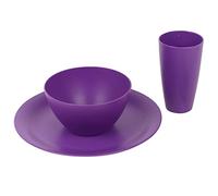 URBN-CHEF 12/24x Unbreakable Reusable Coloured Plastic Soup Cereal Bowls Cutlery Tableware (Purple, 12 Piece)