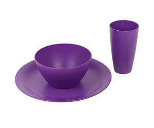 URBN-CHEF 12/24x Unbreakable Reusable Coloured Plastic Soup Cereal Bowls Cutlery Tableware (Purple, 12 Piece)