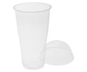 URBN-CHEF 16oz 500ml Clear BioWare Plastic Smoothie Slush Cups & Lids