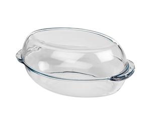 URBN-CHEF 2.25L Large 34cm Glass Oven Dish with Lid, Heat-Resistant Oval Roasting Baking Casserole Bakeware, Ideal for Cooking, Serving, and Storing Prep Food, Durable Kitchen Essential