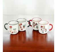 Urbn-Chef 200Ml 4 Pcs Kids Ceramic Christmas Mugs Coffee Tea Hot Cocoa Tea Soup Xmas Gift Set