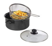 Urbn-Chef 24Cm 9" Non Stick Chip Pan Deep Fat Fryer Cooking Pot Frying Basket With Lid Set