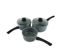 Urbn-Chef 3 Pc Forged Carbon Steel Marble Grey Non-Stick Saucepan Pot & Pan Set