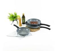 Urbn-Chef 3 Pcs Forged Carbon Steel Marble Grey Pot Non-Stick Frying Pan Set