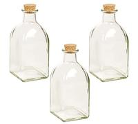 URBN-CHEF 3 Piece Glass Oil and Vinegar Set Cruet Condiment Dispenser Bottle Struggle Cork Lid (3, 120ml)