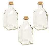 URBN-CHEF 3 Piece Glass Oil and Vinegar Set Cruet Condiment Dispenser Bottle Struggle Cork Lid (3)