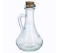URBN-CHEF 3 Piece Glass Oil and Vinegar Set Cruet Condiment Dispenser Bottle Struggle Cork Lid (3, 300ml)