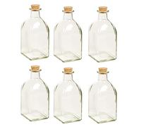 URBN-CHEF 3 Piece Glass Oil and Vinegar Set Cruet Condiment Dispenser Bottle Struggle Cork Lid (6, 120ml)