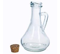 URBN-CHEF 3 Piece Glass Oil and Vinegar Set Cruet Condiment Dispenser Bottle Struggle Cork Lid (6, 300ml)