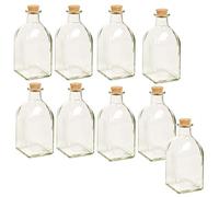 URBN-CHEF 3 Piece Glass Oil and Vinegar Set Cruet Condiment Dispenser Bottle Struggle Cork Lid (9, 120ml)