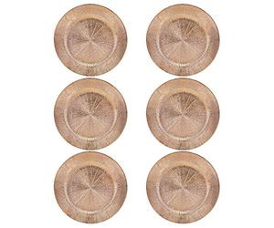 URBN-CHEF 33cm Plastic Christmas Charger Plates (Rose Gold - Blast, 6)