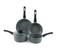 Urbn-Chef 4 Pc Forged Carbon Steel Grey Non-Stick Saucepan & Frying Pot Pan Set