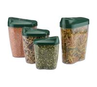 URBN-CHEF 4PC Stackable Nested Food Storage Dispenser Set - Clear Acrylic, Easy Pour Slide Lid, Space-Saving Design, Available in 4 Lid Colors, Multi-Size Containers (0.5L, 0.7L, 1L, 1.5L)