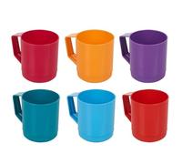 URBN-CHEF 6 Set Plastic Mug Tumbler Cup & Handle Party BBQ Microwave Dishwasher Safe 260ml (1 of Each Colour)