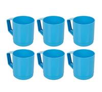 URBN-CHEF 6 Set Plastic Mug Tumbler Cup & Handle Party BBQ Microwave Dishwasher Safe 260ml (Blue)