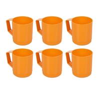 URBN-CHEF 6 Set Plastic Mug Tumbler Cup & Handle Party BBQ Microwave Dishwasher Safe 260ml (Orange)
