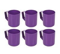 URBN-CHEF 6 Set Plastic Mug Tumbler Cup & Handle Party BBQ Microwave Dishwasher Safe 260ml (Purple)