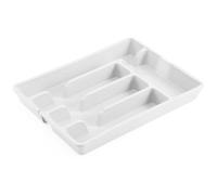 Urbn-Chef 7-Section Extendable White Color Plastic Cutlery Tray Kitchen Drawer Insert Holder