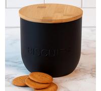 Urbn-Chef Black Storage Airtight Container Jar For Biscuits W/ Bamboo Lid