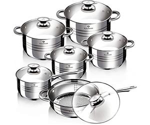 URBN-CHEF Blaumann Gourmet 12Pc Cookware Set Stainless Steel Non Stick Pots Pan Induction