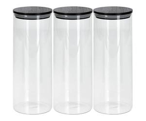 URBN-CHEF Clear Glass Storage Jars with Black Airtight Lids - Perfect for Coffee, Tea, Sugar and Spices - Available in 4 Sizes, Single, 3Pcs or 4Pcs Set