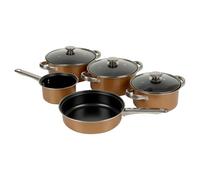 Urbn-Chef Copper Look 8Pc Carbon Steel Cookware Set Saucepan Lids Cooking Frying Milk Pan