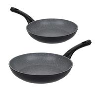 URBN-CHEF FORGECROSS Black & Grey Marble Forged Pressed Aluminium Non Stick Induction Safe Cooking Frying Pans Cookware (2 Piece Frying Pan Set)