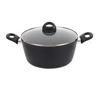 URBN-CHEF FORGECROSS Black & Grey Marble Forged Pressed Aluminium Non Stick Induction Safe Cooking Pots Pans Saucepans Cookware (26cm Casserole Pot)