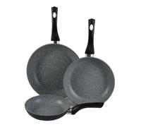 URBN-CHEF Forgecross Forged Aluminium Ceramic Non-Stick Pan Set (3 Piece) | Stainless steel induction base, PFOA PTFE free coating, stay-cool handles, dishwasher and oven safe to 180°C D47xW28xH5.5cm