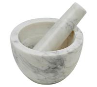 URBN-CHEF Heavy Marble Pestle & Mortar Set - Solid Stone Spice Grinder & Herb Crusher for Kitchen, 10cm Mortar & 10cm Pestle, Ideal for Sauces Pastes Garlic Ginger Chutney
