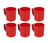 Urbn-Chef Height 10Cm 260Ml Set Of 6 Plastic Red Mug Tumbler Cup & Handle Party Bbq Microwave Dishwasher Safe