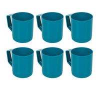 Urbn-Chef Height 10Cm 260Ml Set Of 6 Plastic Teal Mug Tumbler Cup & Handle Party Bbq Microwave Dishwasher Safe