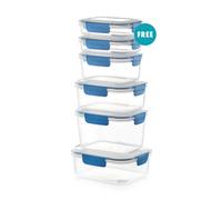 Urbn-Chef Height 12Cm Blue Set Of 5 Food Plastic Storage Container Airtight Seal Clip Lock Lid