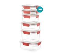 Urbn-Chef Height 12Cm Red Set Of 10 Food Plastic Storage Container Airtight Seal Clip Lock Lid