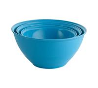 Urbn-Chef Height 13Cm Set Of 3 Durable Plastic Kitchen Blue Mixing Salad Bowls Microwave & Dishwasher Safe