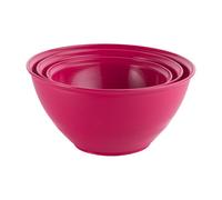 Urbn-Chef Height 13Cm Set Of 3 Durable Plastic Kitchen Fuchsia Mixing Salad Bowls Microwave & Dishwasher Safe