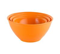 Urbn-Chef Height 13Cm Set Of 3 Durable Plastic Kitchen Orange Mixing Salad Bowls Microwave & Dishwasher Safe