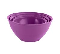 Urbn-Chef Height 13Cm Set Of 3 Durable Plastic Kitchen Purple Mixing Salad Bowls Microwave & Dishwasher Safe