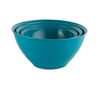 Urbn-Chef Height 13Cm Set Of 3 Durable Plastic Kitchen Teal Mixing Salad Bowls Microwave & Dishwasher Safe