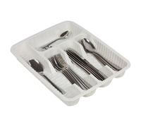 Urbn-Chef Height 5Cm White Plastic Woven Rattan Cutlery Utensils Holder Flatware Drawer 5 Section Organiser
