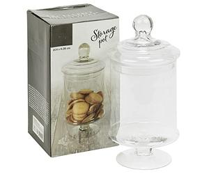 URBN-CHEF Large Clear Glass Storage Jar, Footed Food Cylinder Cannister with Lid, Kitchen Container for Cookies, Biscuits, Flour, Pasta