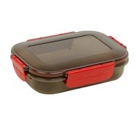 URBN-CHEF Plastic Lunch Box Food Storage Air Tight Rubber Seal Container with Clip Lock 600ml (1, Red/Black)